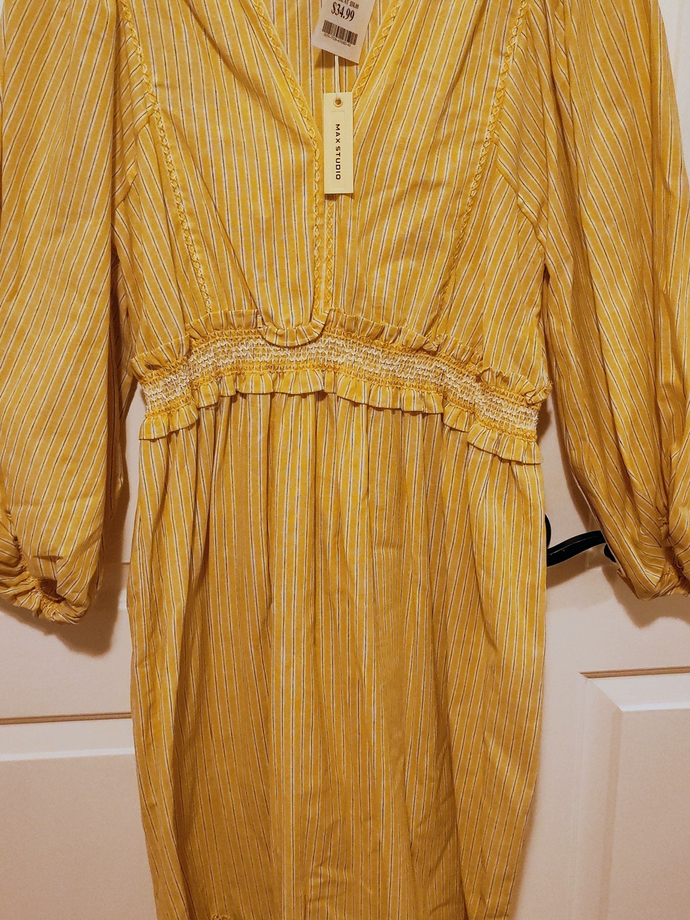 Max Studio Yellow Striped Midi Dress